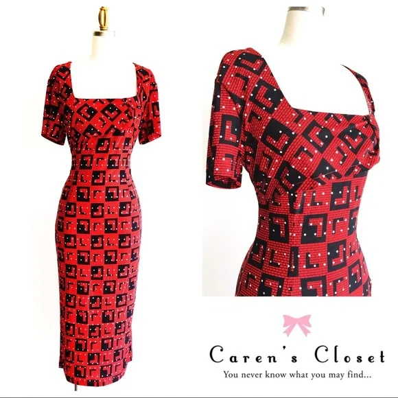 Betty Paige Red Rhinestone Retro Pin-up Dress no tags - Picture 1 of 4